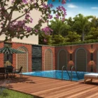 View of Bellemont Mansion villa's private swimming pool surrounded by lush greenery.